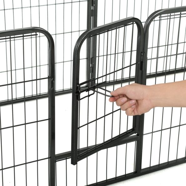 vidaXL Oceľová ohrádka pre psov s 8 panelmi 60x80 cm čierna – Obrázok 2