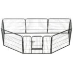 vidaXL Oceľová ohrádka pre psov s 8 panelmi 60x80 cm čierna – Obrázok 3