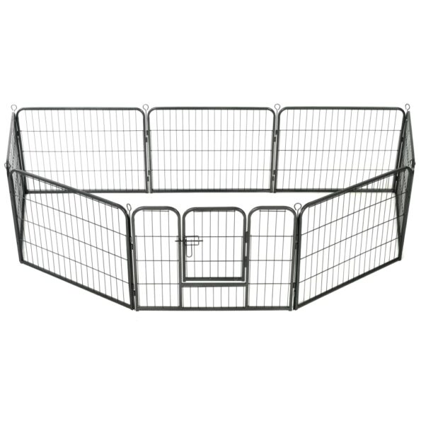 vidaXL Oceľová ohrádka pre psov s 8 panelmi 60x80 cm čierna – Obrázok 3
