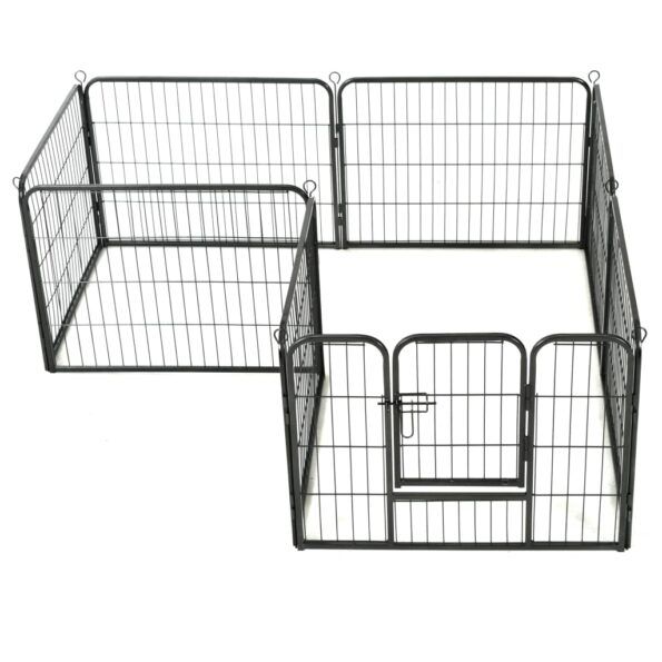 vidaXL Oceľová ohrádka pre psov s 8 panelmi 60x80 cm čierna – Obrázok 4