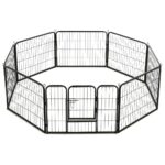 vidaXL Oceľová ohrádka pre psov s 8 panelmi 60x80 cm čierna – Obrázok 5