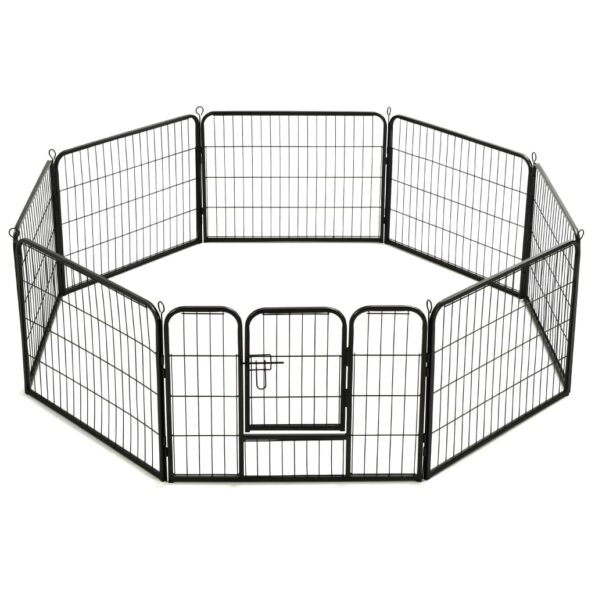 vidaXL Oceľová ohrádka pre psov s 8 panelmi 60x80 cm čierna – Obrázok 5