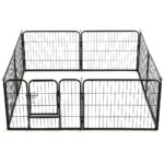 vidaXL Oceľová ohrádka pre psov s 8 panelmi 60x80 cm čierna – Obrázok 6