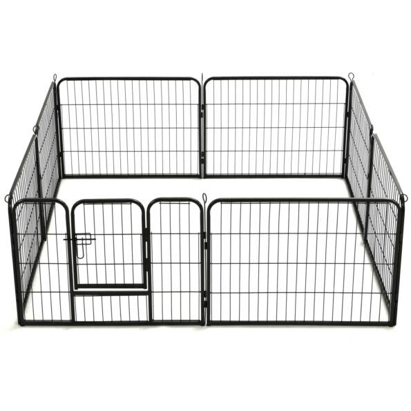 vidaXL Oceľová ohrádka pre psov s 8 panelmi 60x80 cm čierna – Obrázok 6
