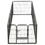 vidaXL Oceľová ohrádka pre psov s 8 panelmi 60x80 cm čierna – Obrázok 7