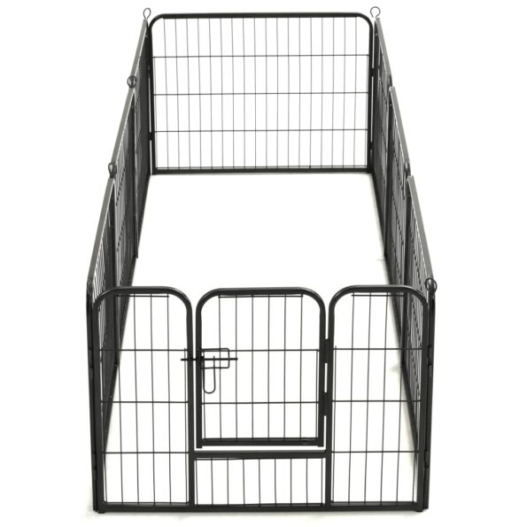 vidaXL Oceľová ohrádka pre psov s 8 panelmi 60x80 cm čierna – Obrázok 7