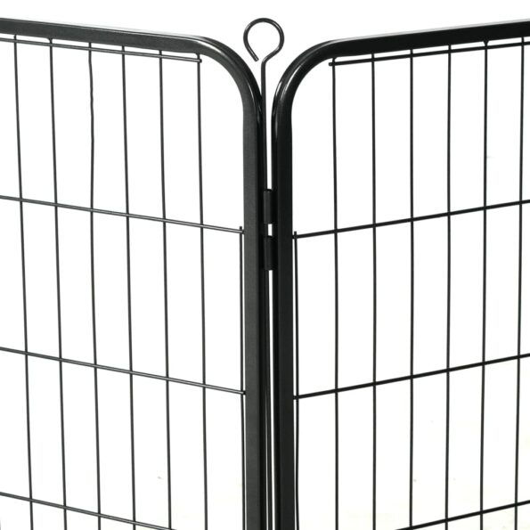 vidaXL Oceľová ohrádka pre psov s 8 panelmi 60x80 cm čierna – Obrázok 8