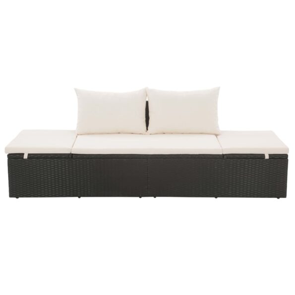 vidaXL Záhradná posteľ čierna 195x60 cm polyratan – Obrázok 2