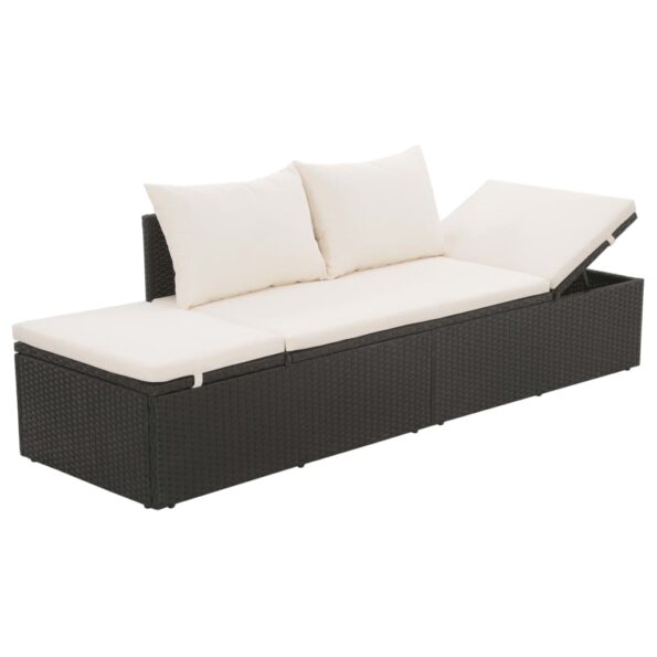 vidaXL Záhradná posteľ čierna 195x60 cm polyratan – Obrázok 3