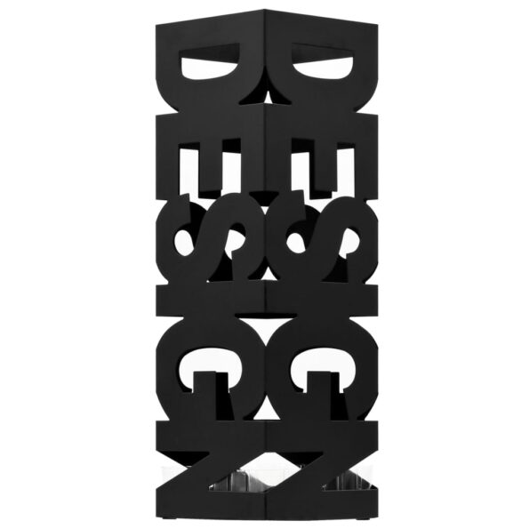 vidaXL Stojan na dáždniky Design, oceľový, čierny – Obrázok 2