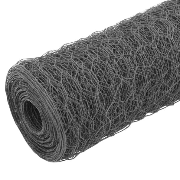 vidaXL Drôtené pletivo, oceľ potiahnutá PVC 25x0,5 m, sivé – Obrázok 2