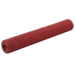vidaXL Drôtené pletivo, oceľ potiahnutá PVC 25x1 m, červené