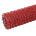 vidaXL Drôtené pletivo, oceľ potiahnutá PVC 10x0,5 m, červené – Obrázok 2