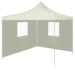 vidaXL Skladací stan s 2 stenami krémový 291x291x315 cm