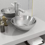 vidaXL Umývadlo 32,5x14 cm keramické strieborné
