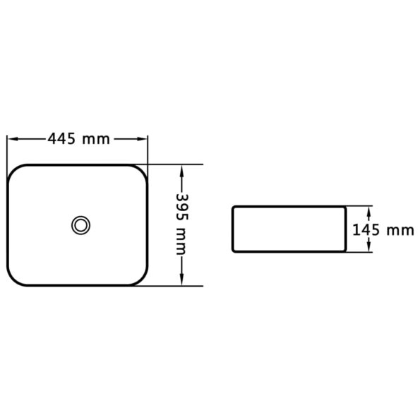 vidaXL Umývadlo 44,5x39,5x14,5 cm čierne keramické – Obrázok 6