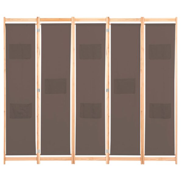 vidaXL 5-panelový paraván hnedý 200x170x4 cm látkový – Obrázok 2
