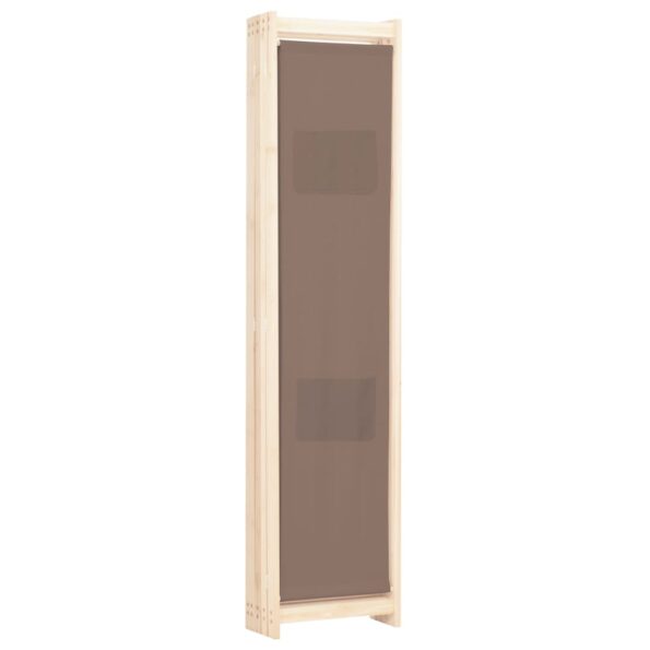 vidaXL 5-panelový paraván hnedý 200x170x4 cm látkový – Obrázok 4