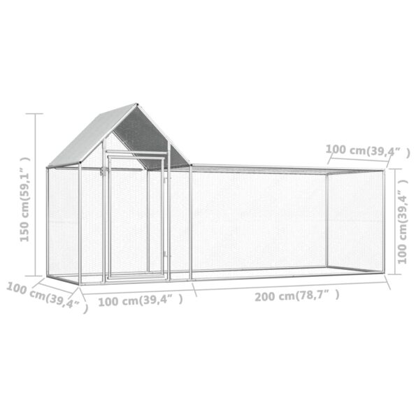 vidaXL Kurín 3x1x1,5 m, pozinkovaná oceľ – Obrázok 6