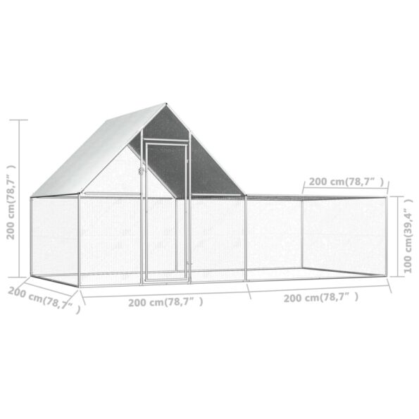 vidaXL Kurín 4x2x2 m, pozinkovaná oceľ – Obrázok 6