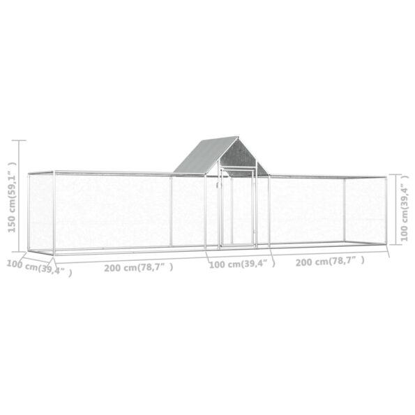 vidaXL Kurín 5x1x1,5 m, pozinkovaná oceľ – Obrázok 6