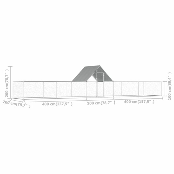 vidaXL Kurín 10x2x2 m, pozinkovaná oceľ – Obrázok 6