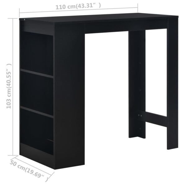vidaXL Barový stôl s poličkou čierny 110x50x103 cm – Obrázok 6