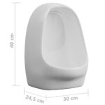 vidaXL Závesný pisoár so splachovacím ventilom keramický biely – Obrázok 7