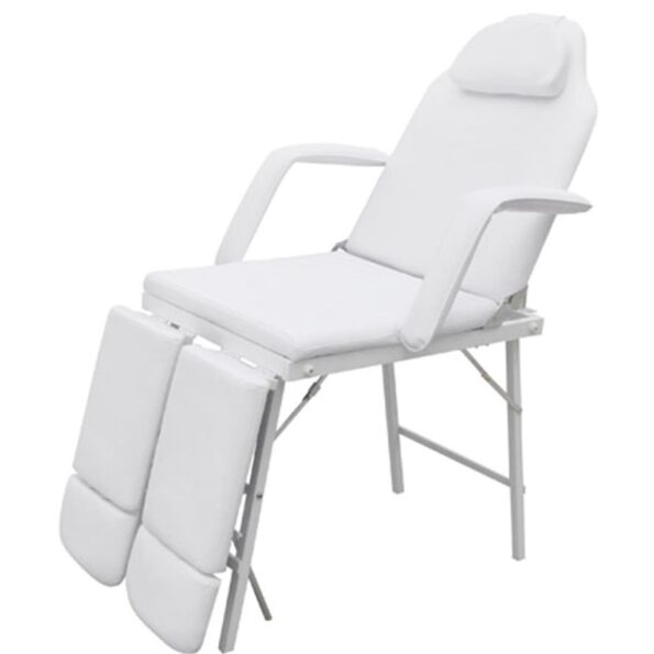 vidaXL Prenosné kreslo na ošetrenie tváre, umelá koža, 185x78x76 cm, biele – Obrázok 2