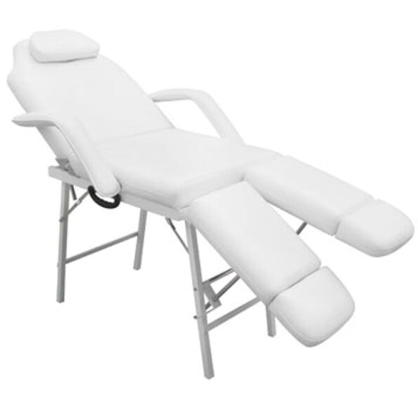 vidaXL Prenosné kreslo na ošetrenie tváre, umelá koža, 185x78x76 cm, biele – Obrázok 3