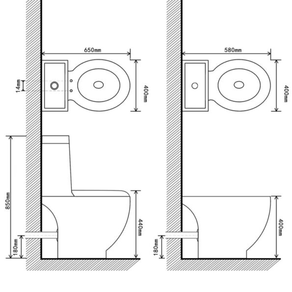 Stojaca toaleta a bidet, čierna, keramika – Obrázok 12