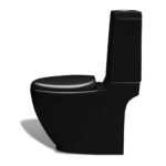 Stojaca toaleta a bidet, čierna, keramika – Obrázok 4