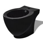 Stojaca toaleta a bidet, čierna, keramika – Obrázok 8