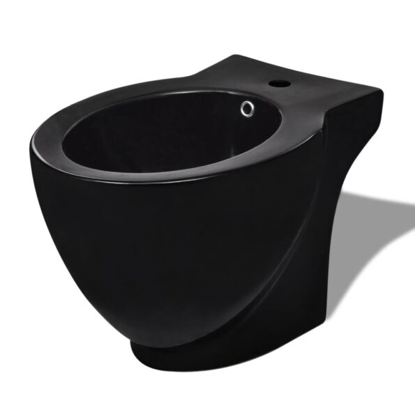 Stojaca toaleta a bidet, čierna, keramika – Obrázok 8