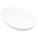 vidaXL Luxusné keramické umývadlo, oválne, biele 40x33 cm – Obrázok 2