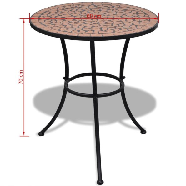 vidaXL Bistro stolík, tehlová farba 60 cm, mozaikový – Obrázok 5