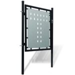 vidaXL Čierna jednokrídlová plotová bránka 100x100 cm – Obrázok 2
