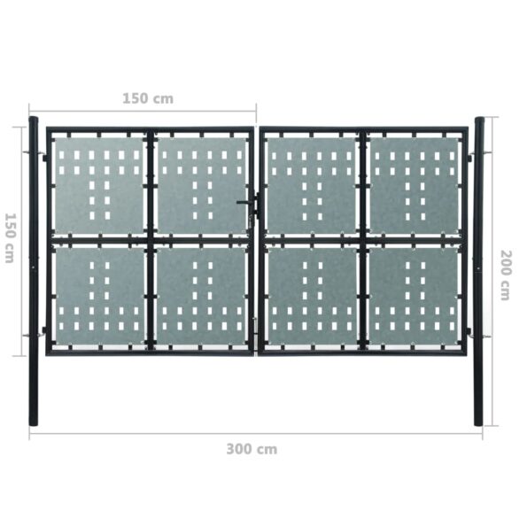 vidaXL Čierna jednokrídlová plotová bránka 300x150 cm – Obrázok 5