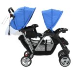 vidaXL Súrodenecký kočík, oceľ, modro čierny – Obrázok 5