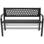 vidaXL Záhradná lavička 118 cm, oceľ, čierna – Obrázok 2