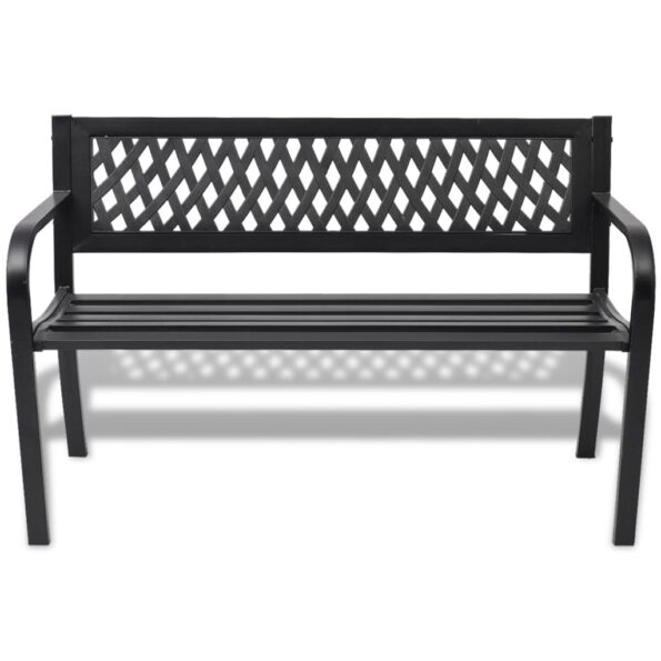 vidaXL Záhradná lavička 118 cm, oceľ, čierna – Obrázok 2