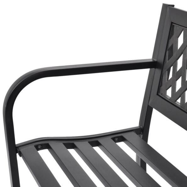 vidaXL Záhradná lavička 118 cm, oceľ, čierna – Obrázok 3