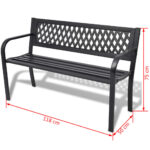 vidaXL Záhradná lavička 118 cm, oceľ, čierna – Obrázok 4