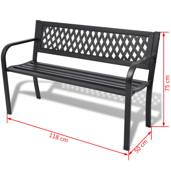 vidaXL Záhradná lavička 118 cm, oceľ, čierna – Obrázok 4