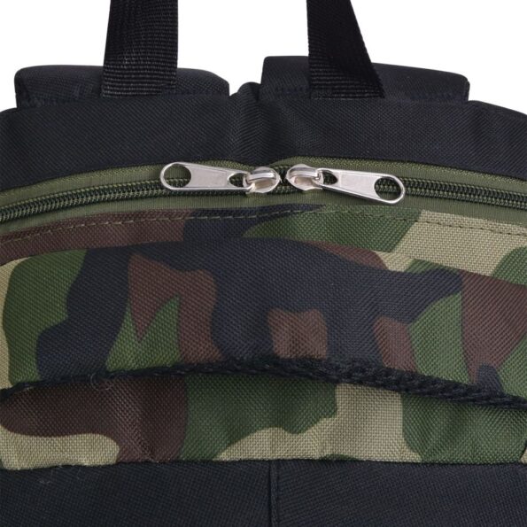 vidaXL Školský ruksak 40 l, čierny a maskáčový – Obrázok 7