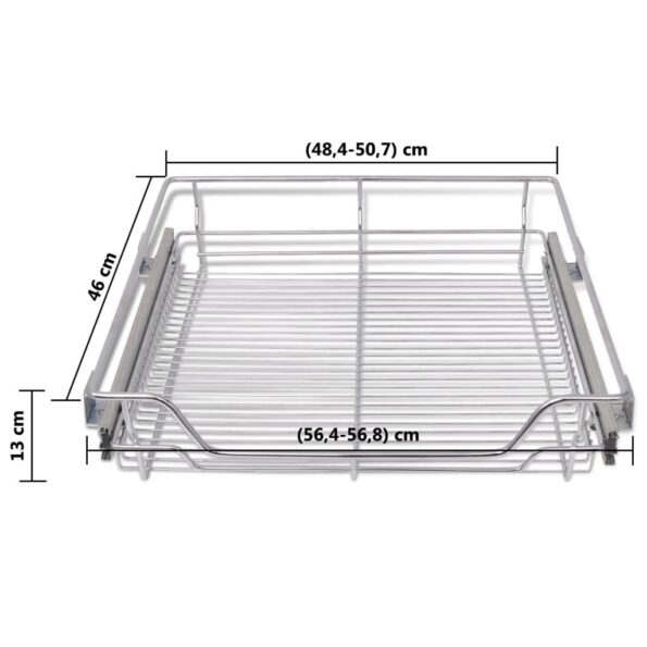 vidaXL Výsuvný drôtený kôš 2 ks strieborný 600 mm – Obrázok 8