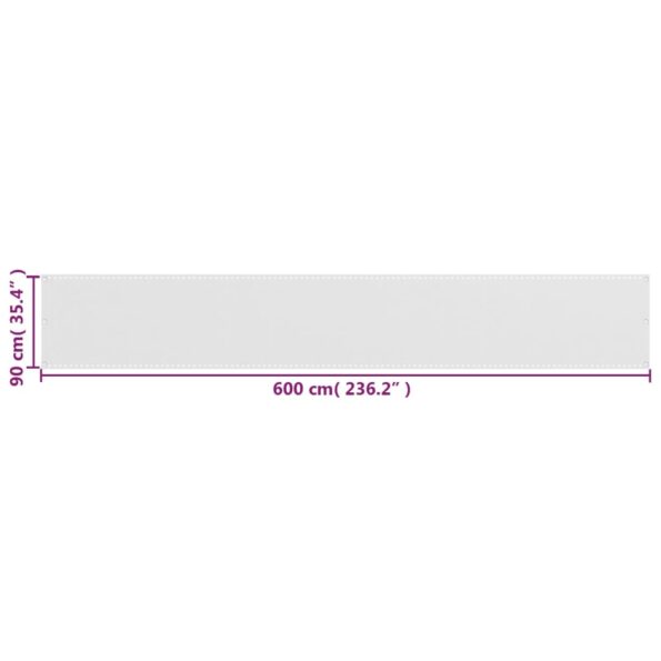vidaXL Balkónová markíza z HDPE, 90x600 cm, biela – Obrázok 5