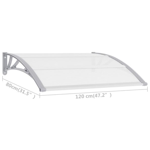 vidaXL Vchodová strieška, sivá a priehľadná 120x75 cm, PC – Obrázok 6