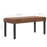 vidaXL Lavička 106 cm hnedá umelá semišová koža – Obrázok 7