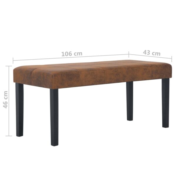 vidaXL Lavička 106 cm hnedá umelá semišová koža – Obrázok 7